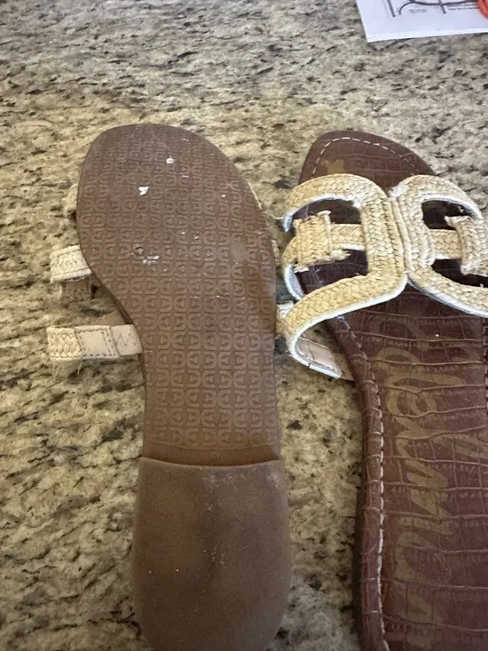 Sam Edelman Beige Woven Slide Sandals, Size 9 - Picture 3 of 3